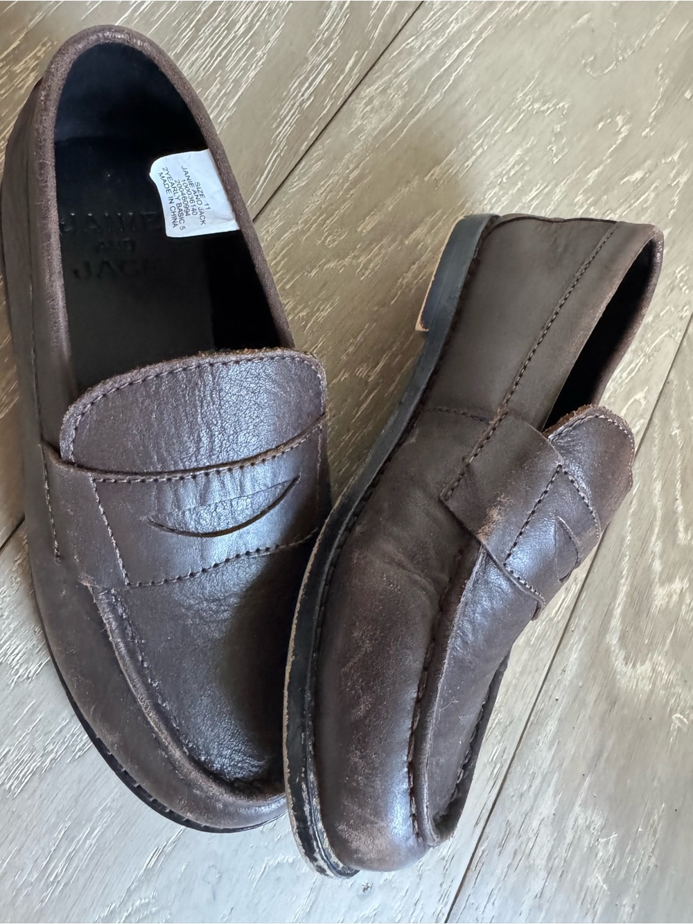 Janie and Jack Boys Brown Leather Penny Loafers